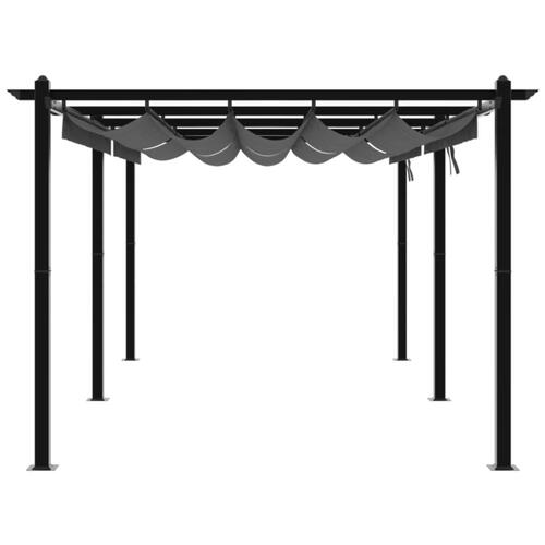 Pavillon med sammenrulleligt tag 3x6 cm aluminium antracitgrå