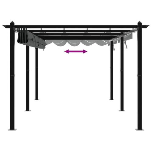 Pavillon med sammenrulleligt tag 3x6 cm aluminium antracitgrå