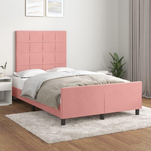 Sengeramme med sengegavl 120x200 cm i fløjl - pink