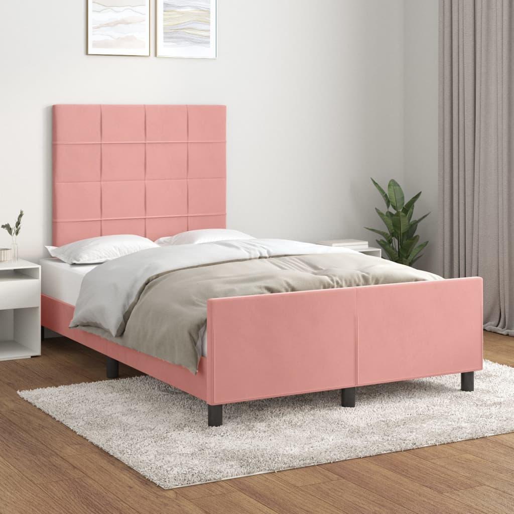 Sengeramme Med Sengegavl 120x200 Fløjl Pink