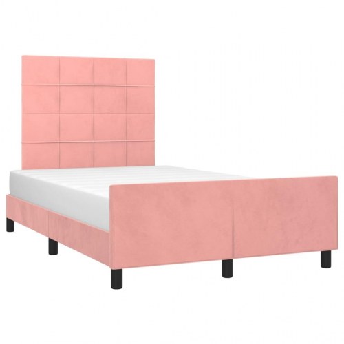 Sengeramme med sengegavl 120x200 cm i fløjl - pink