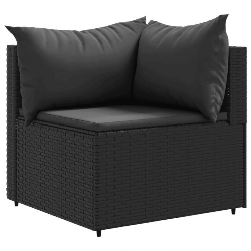 Loungesæt til haven 5 dele med hynder polyrattan sort