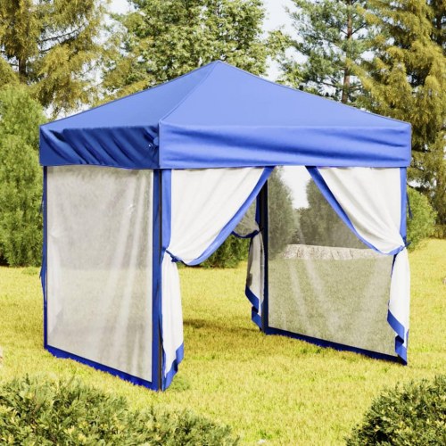 Foldbart festtelt med sidevægge 2 × 2 m - blå pavillon