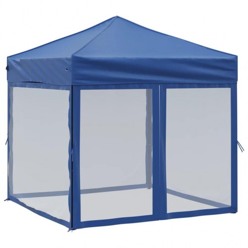 Foldbart festtelt med sidevægge 2 × 2 m - blå pavillon