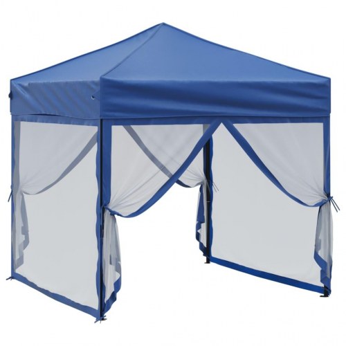 Foldbart festtelt med sidevægge 2 × 2 m - blå pavillon
