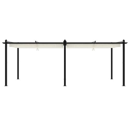 Pavillon med sammenrulleligt tag 3x6 m aluminium cremefarvet