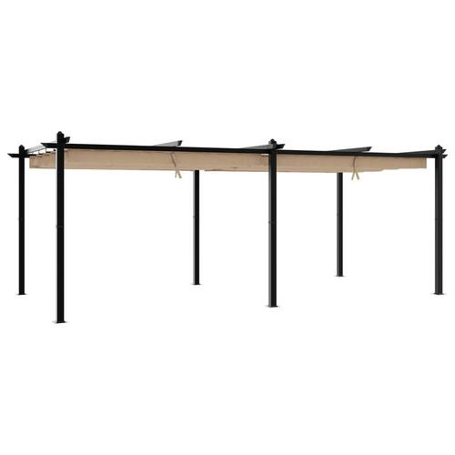 Pavillon med sammenrulleligt tag 3x6 cm aluminium gråbrun