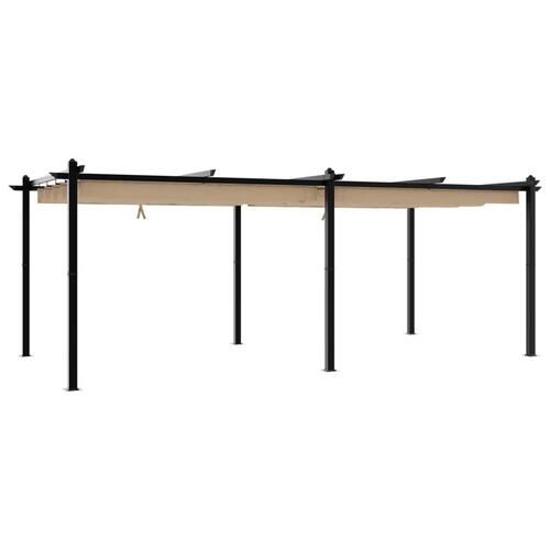Pavillon med sammenrulleligt tag 3x6 cm aluminium gråbrun