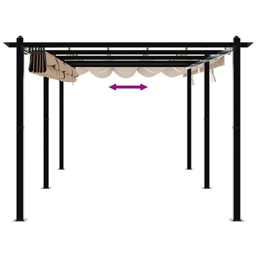 Pavillon med sammenrulleligt tag 3x6 cm aluminium gråbrun