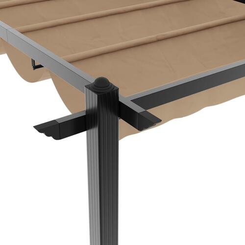 Pavillon med sammenrulleligt tag 3x6 cm aluminium gråbrun