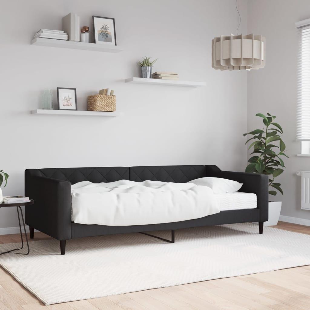 Daybed med madras 90x200 cm stof sort billede