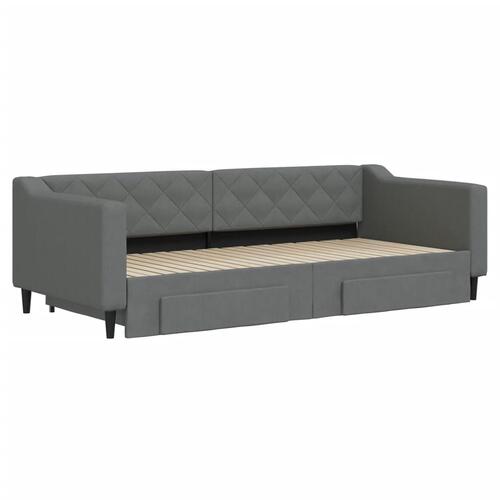 Daybed med udtræk og skuffer 90x200 cm stof mørkegrå