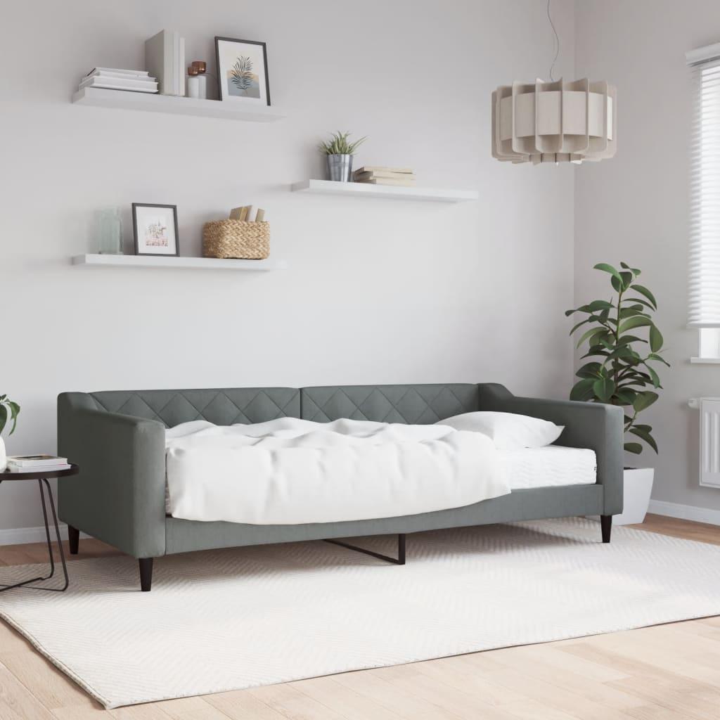 Daybed med madras 90x200 cm stof mørkegrå billede