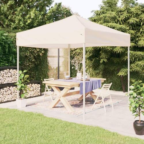Foldbart festtelt 2x2 m cremefarvet