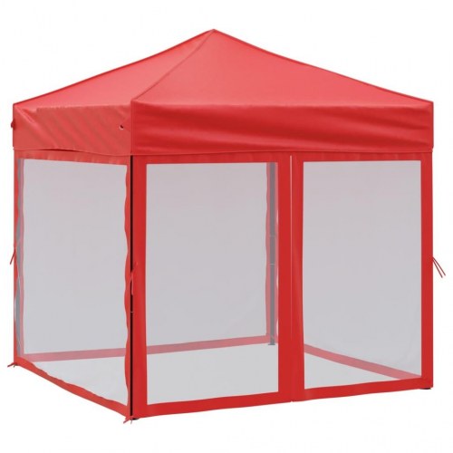 Foldbart festtelt med sidevægge 2 × 2 m - rød pavillon