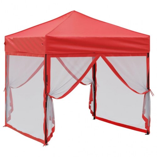 Foldbart festtelt med sidevægge 2 × 2 m - rød pavillon