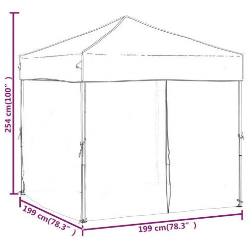 Foldbart festtelt med sidevægge 2 × 2 m - rød pavillon