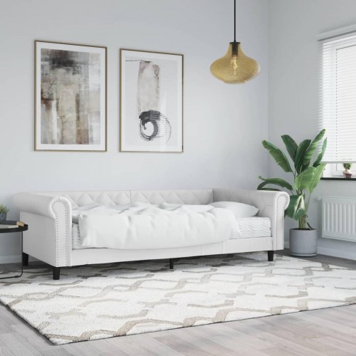 Daybed med madras 90x200 cm kunstlæder hvid