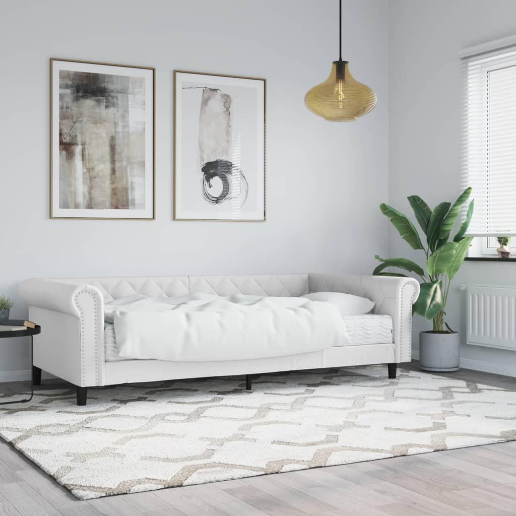 Daybed med madras 90x200 cm kunstlæder hvid billede