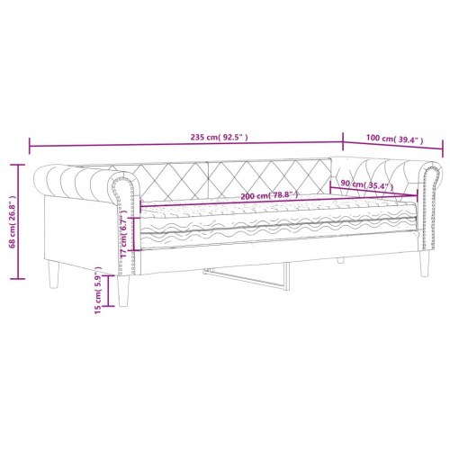 Daybed med madras 90x200 cm kunstlæder hvid