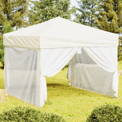 Foldbart festtelt med sidevægge 3×3 m - cremefarvet