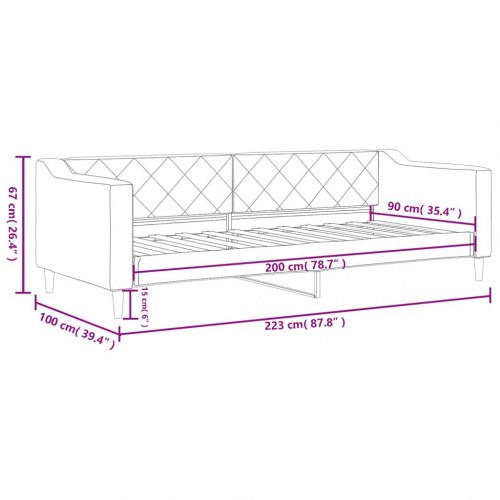 Daybed i stof 90 x 200 cm - gråbrun