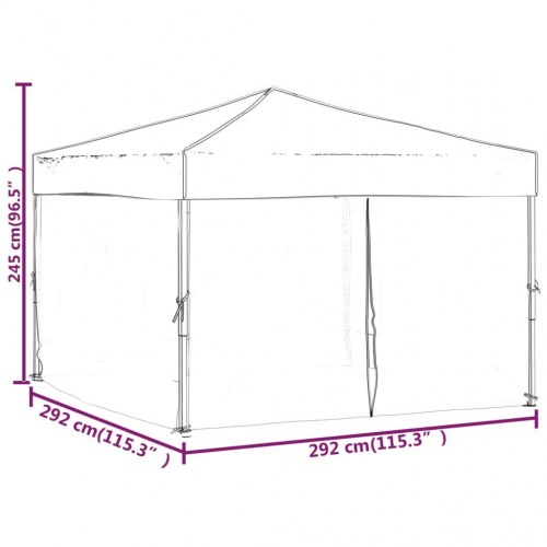 Foldbart festtelt med sidevægge 3x3 m - rød