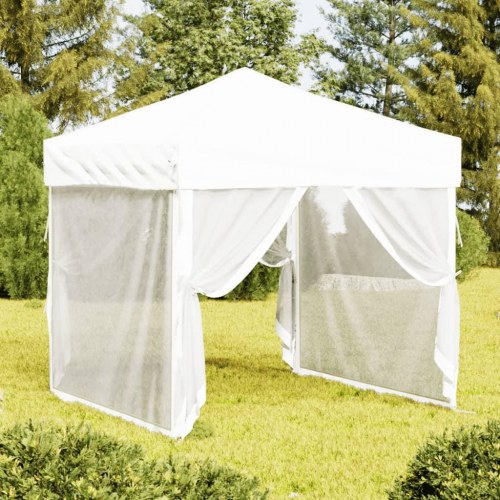 Foldbart festtelt med sidevægge 2×2 m - hvid pavillon