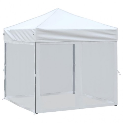 Foldbart festtelt med sidevægge 2×2 m - hvid pavillon