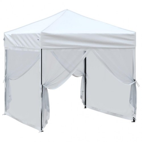 Foldbart festtelt med sidevægge 2×2 m - hvid pavillon