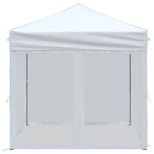 Foldbart festtelt med sidevægge 2×2 m - hvid pavillon