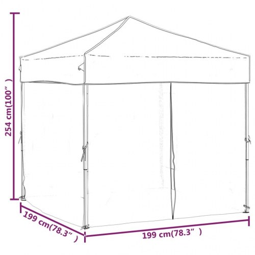 Foldbart festtelt med sidevægge 2×2 m - gråbrun