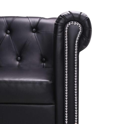 Chaiselong Chesterfield sofa kunstlæder sort
