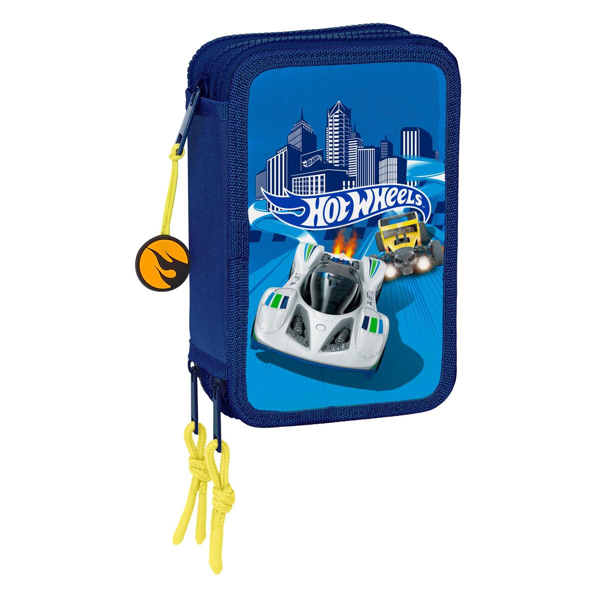 Tredobbelt Penalhus Hot Wheels Sonny Marineblå 12 5 X 19 5 X 5 5 Cm 36 Dele