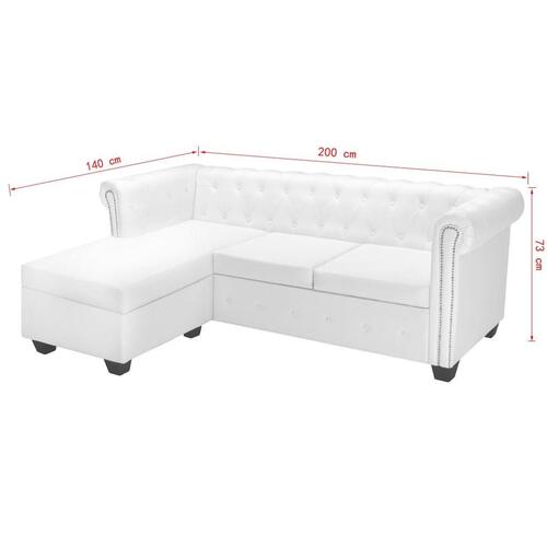 Chaiselong Chesterfield sofa kunstlæder hvid
