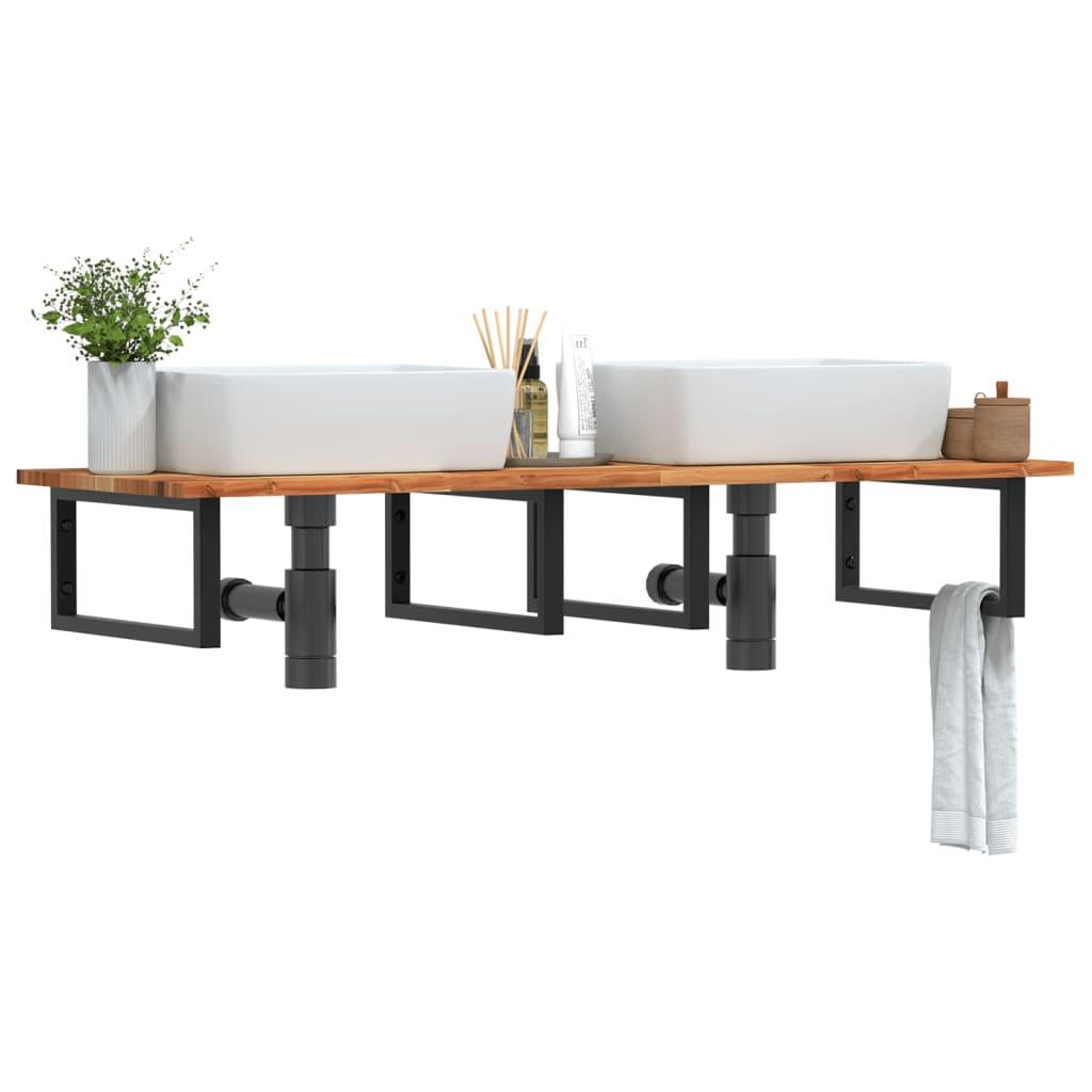 Vghngt badevrelseshylde i stl og massivt akacietr - 120 50 cm