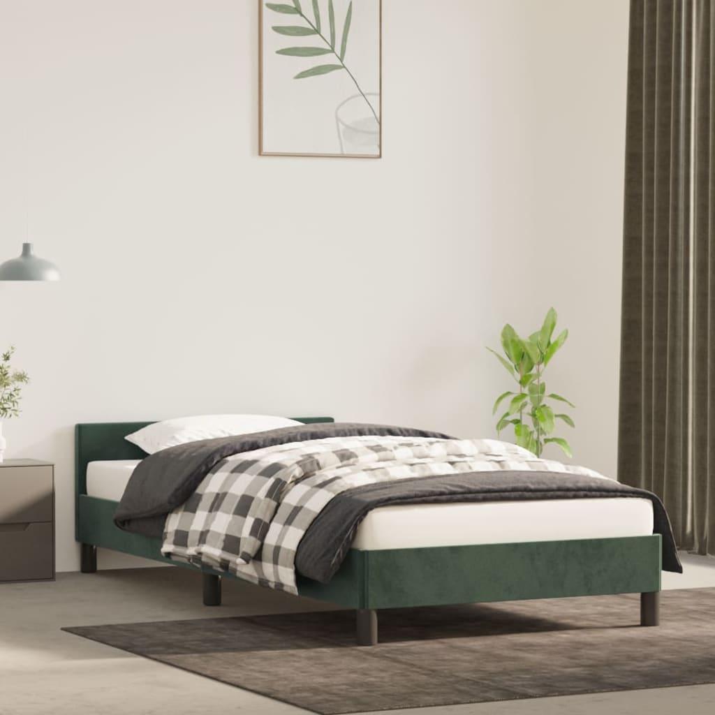 Sengeramme uden madras Mørkegrøn 100x200 cm Fløjl