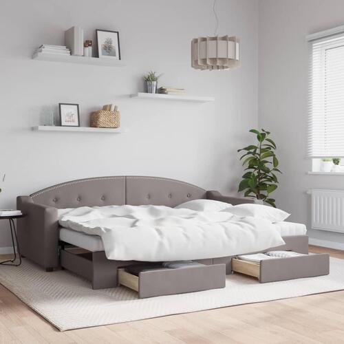 Daybed med udtræk og skuffer 80x200 cm stof gråbrun
