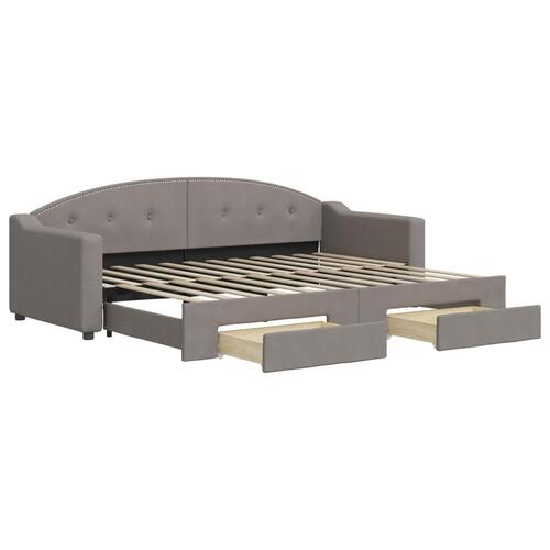 Daybed med udtræk og skuffer 80x200 cm stof gråbrun