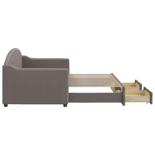 Daybed med udtræk og skuffer 80x200 cm stof gråbrun