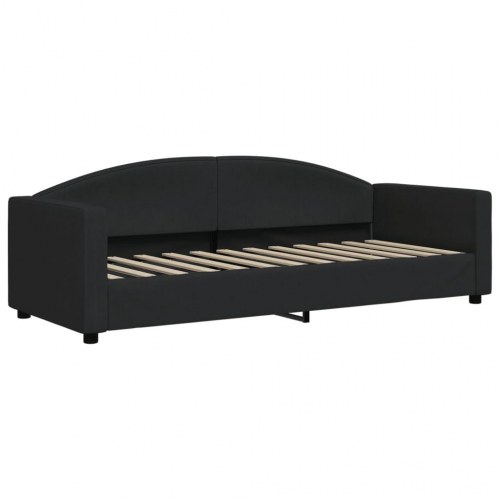 Daybed med udtræk og madrasser 80×200 cm - stof, sort