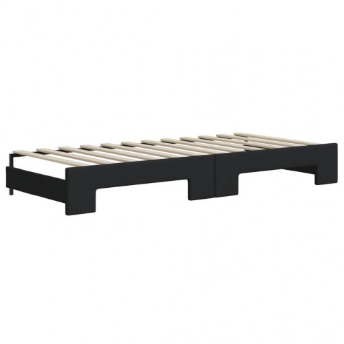Daybed med udtræk og madrasser 80×200 cm - stof, sort