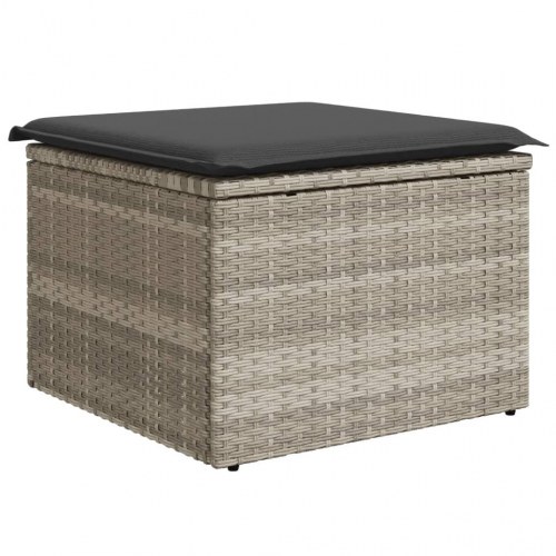 Haveskammel med hynde og opbevaring 55 x 55 x 37 cm - lysegrå