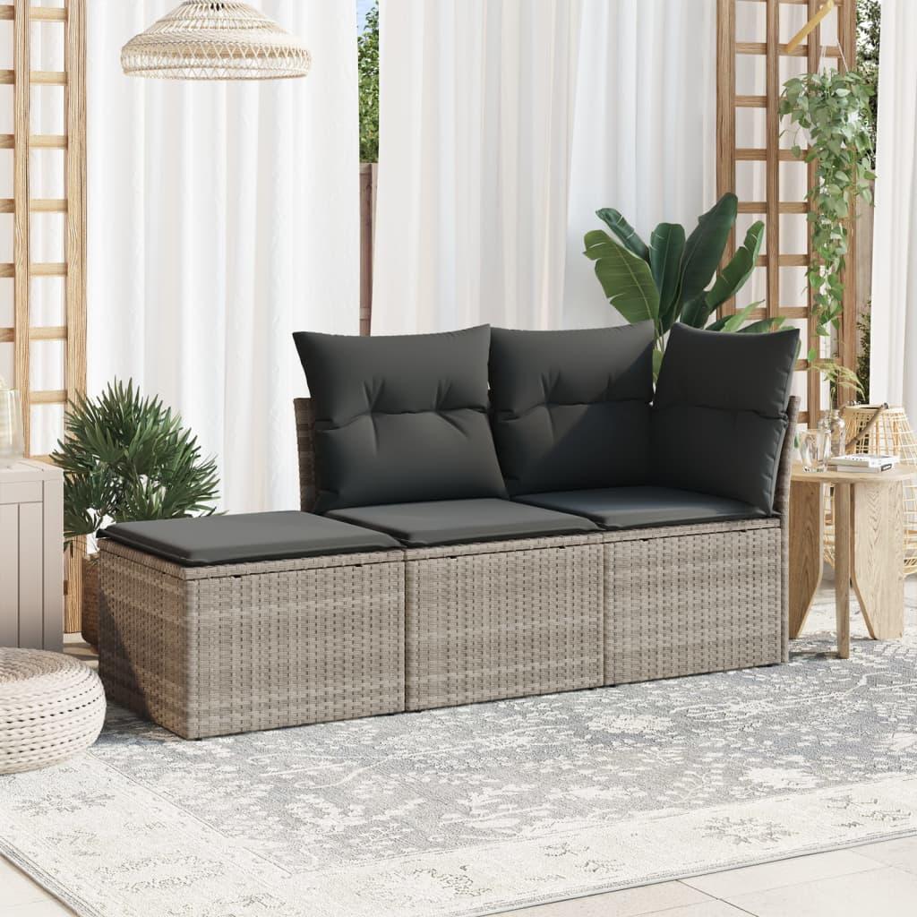 Sofasæt Til Haven 3 Dele Med Hynder Polyrattan Beige - Lysegrå