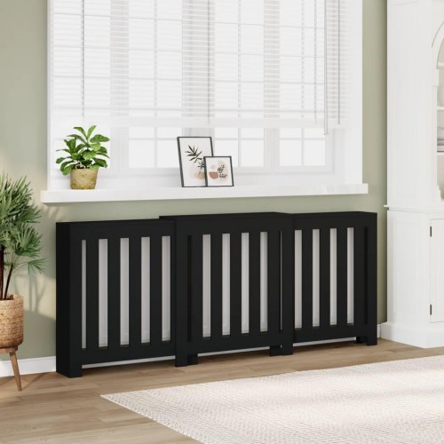 Radiatorskjuler 205 × 21,5 × 83,5 cm i konstrueret træ - sort