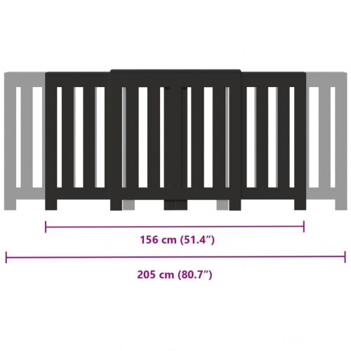 Radiatorskjuler 205 × 21,5 × 83,5 cm i konstrueret træ - sort