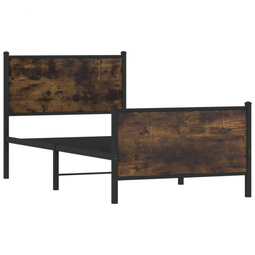 Sengeramme 90 x 190 cm i metal - røget egetræsfarve