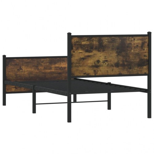 Sengeramme 90 x 190 cm i metal - røget egetræsfarve