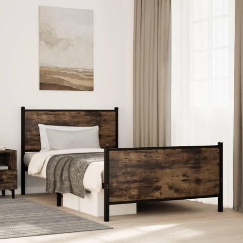Sengeramme uden madras 100 x 200 cm - røget egetræsfarve