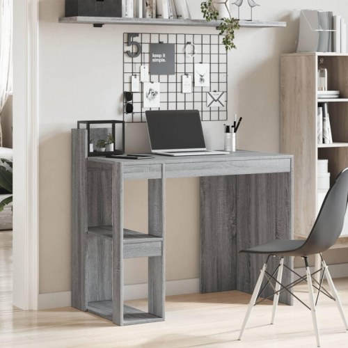 Skrivebord 103,5x56,5x94 cm konstrueret træ grå sonoma-eg